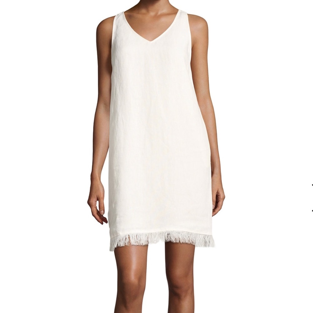 THEORY Oekel Fringe Hem Linen Shift Dress